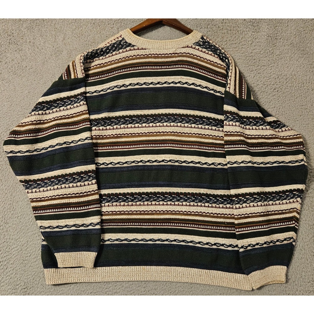 Vintage Jantzen Sport Sweater Mens Large Multicolor Textured Coogi Knit Green‎